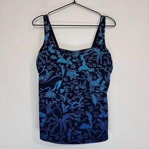 Lands End Oceanic Print Square Neck Tankini Top 12